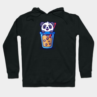 Cute Panda With Boba Milk Tea Cartoon Hoodie